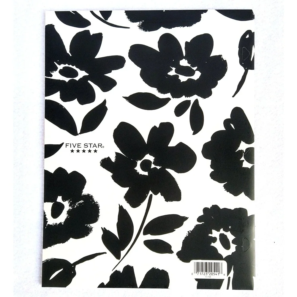 Lot of 6 Five Star Fashion 2-Pocket Paper Folder Black White Daisies Floral